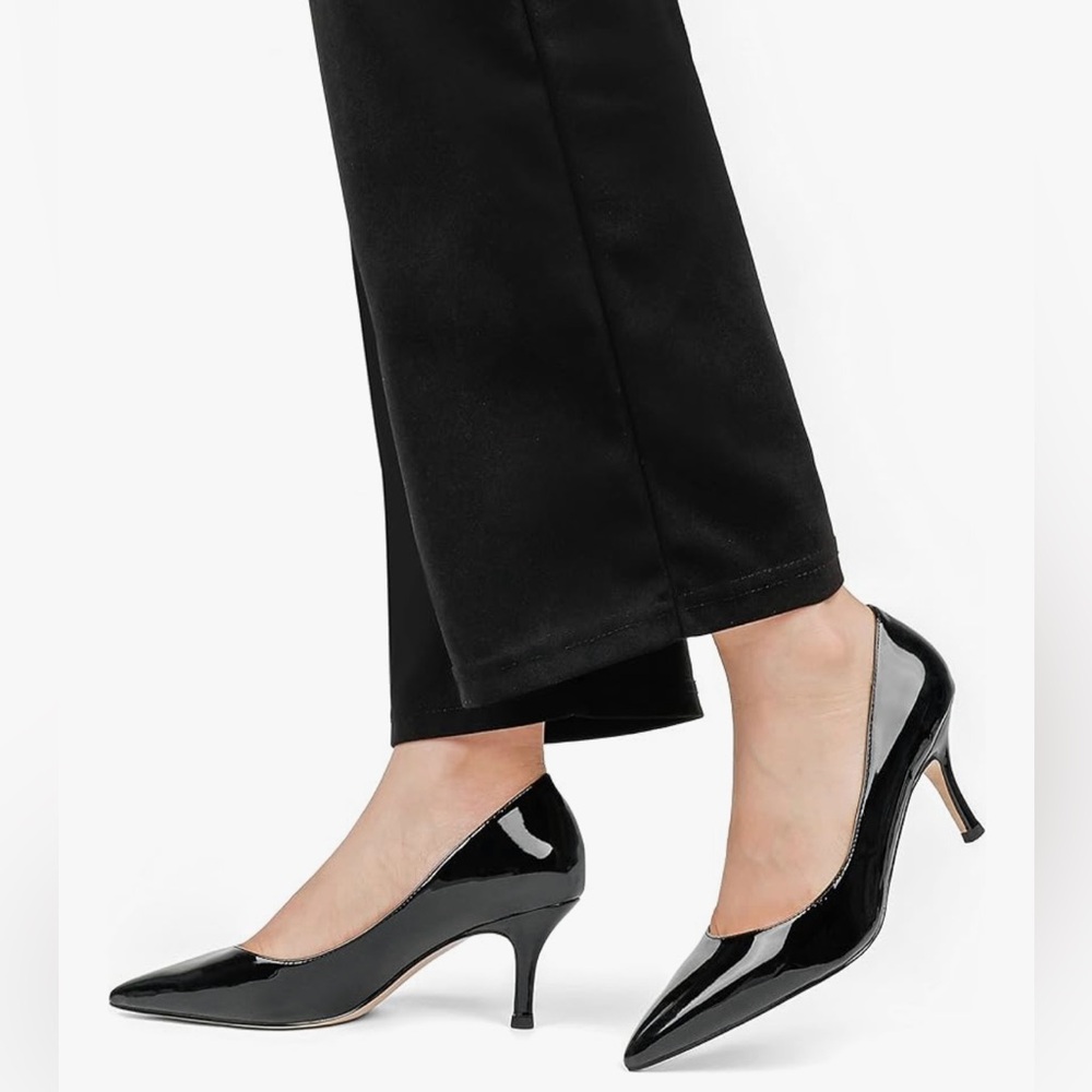 Joy In Love Pointy toe kitten Black Patent Heels size 5.5